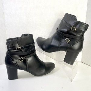 LIZ CLAIBORNE 2015 Black Booties Double Strap Buckle 100-7091 US Size 10M